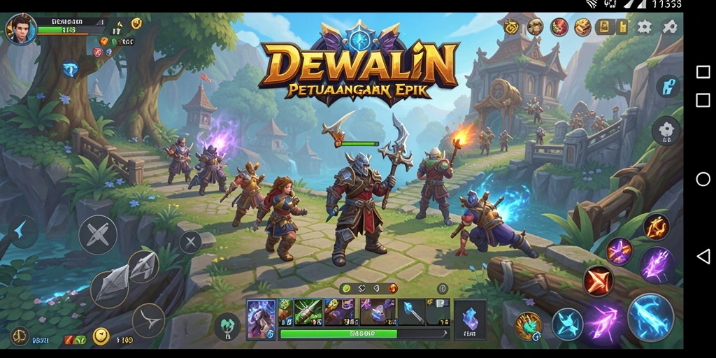 Tampilan gameplay DEWALIN dengan karakter dan pertarungan RPG
