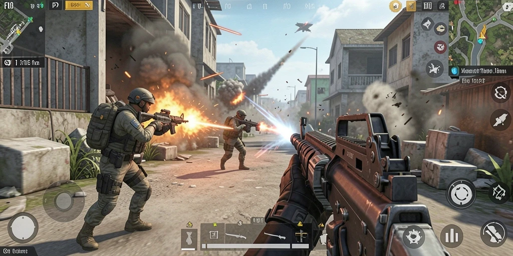 Screenshot utama permainan FO8 menampilkan aksi seru dalam TPS.
