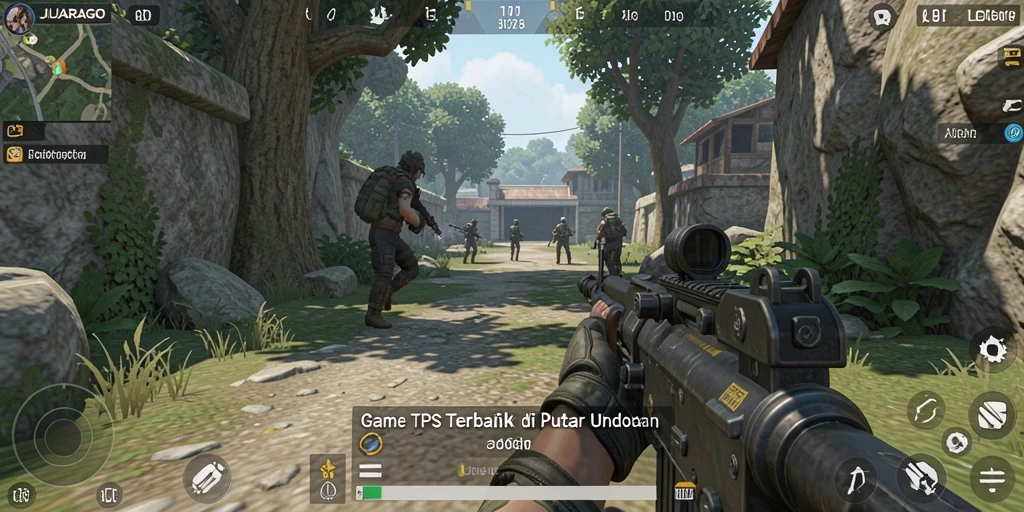 Tampilan menarik gameplay JUARAGO dengan pertempuran seru di battlefield.