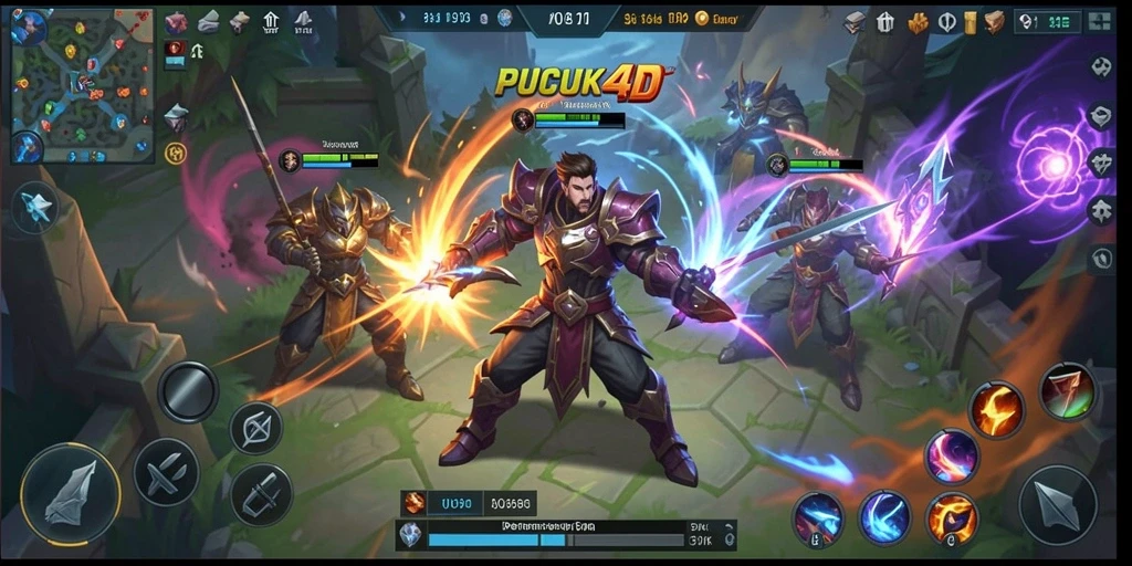 Tampilan gameplay PUCUK4D dengan pertarungan karakter yang seru.